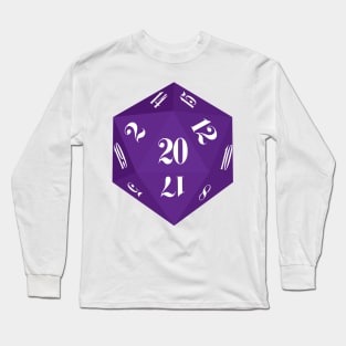 Purple 20-Sided Dice Design Long Sleeve T-Shirt